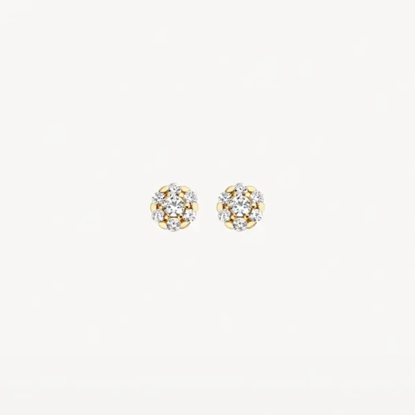 Blush Yellow Gold & CZ Cluster Stud Earrings