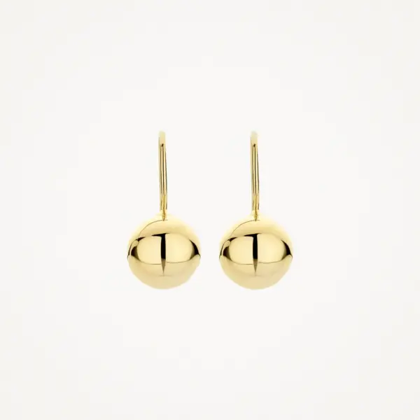 Blush Yellow Gold Ball Drop Wire Hook Earrings - Medium