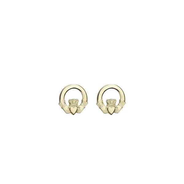 14ct. Yellow Gold Claddagh Stud Earrings