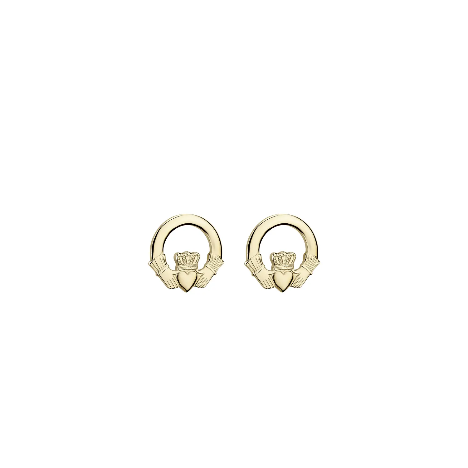 14ct. Yellow Gold Claddagh Stud Earrings