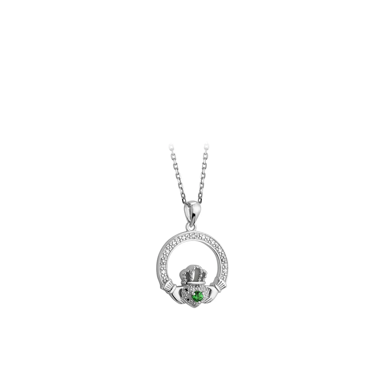 Silver & Crystal Claddagh Necklace