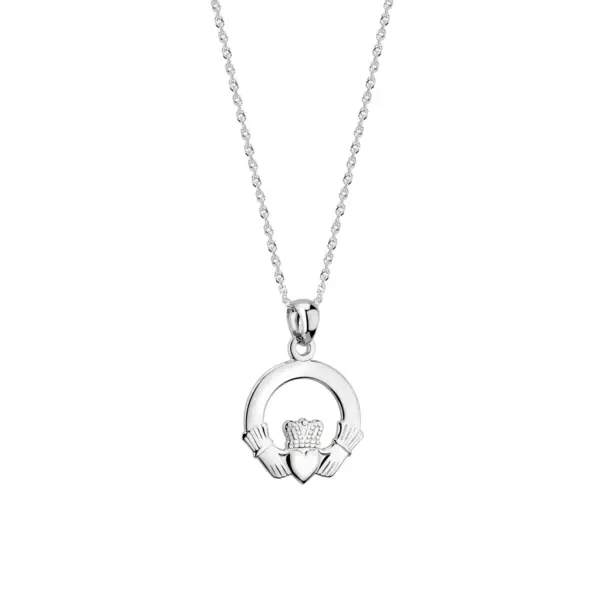 14ct. White Gold Claddagh Necklace