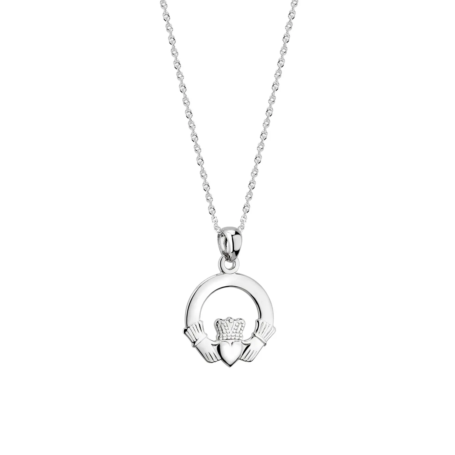 14ct. White Gold Claddagh Necklace