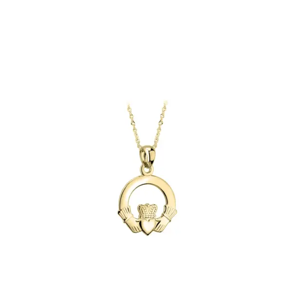 9ct. Yellow Gold Claddagh Necklace