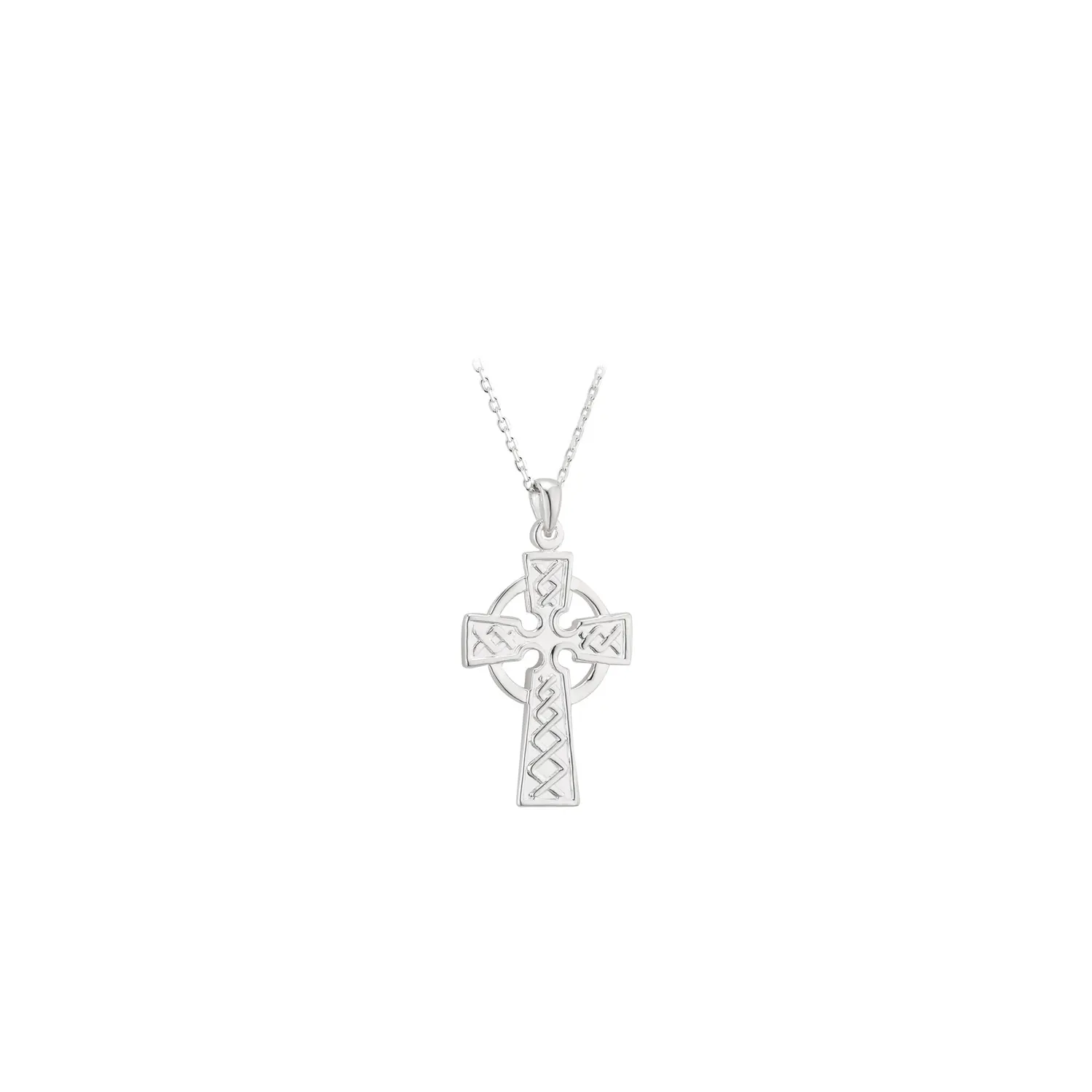 Silver Embossed Celtic Cross Necklace