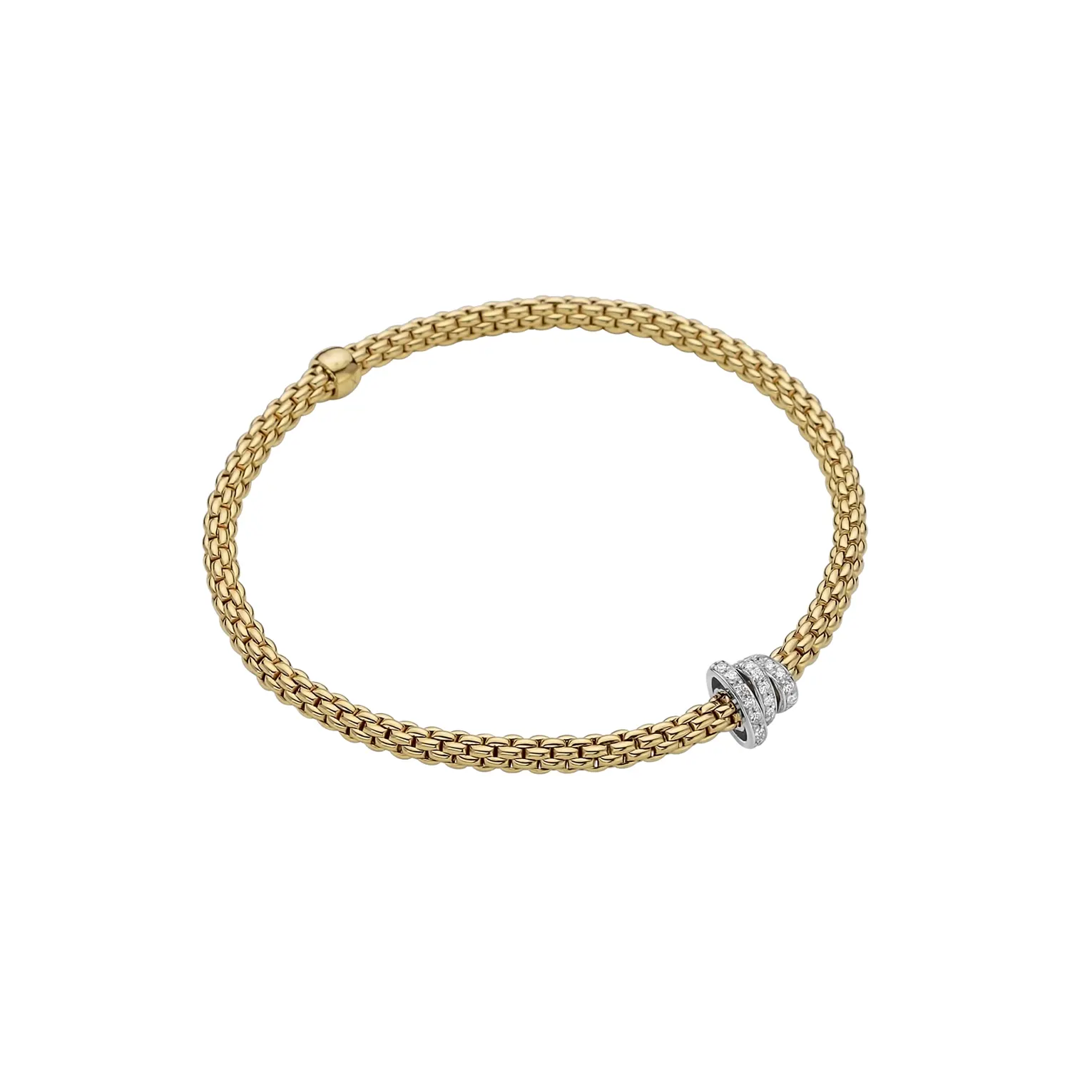 FOPE Prima Flex'It 18ct. Yellow Gold & Diamond Bracelet