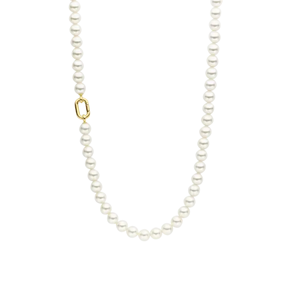 Ti Sento Long Pearl Necklace with Gold Clasp