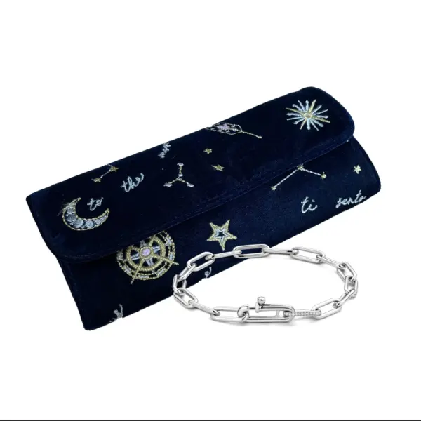 Ti Sento Gift Set - Silver & CZ Vintage Link Bracelet & Cosmic Jewellery Roll