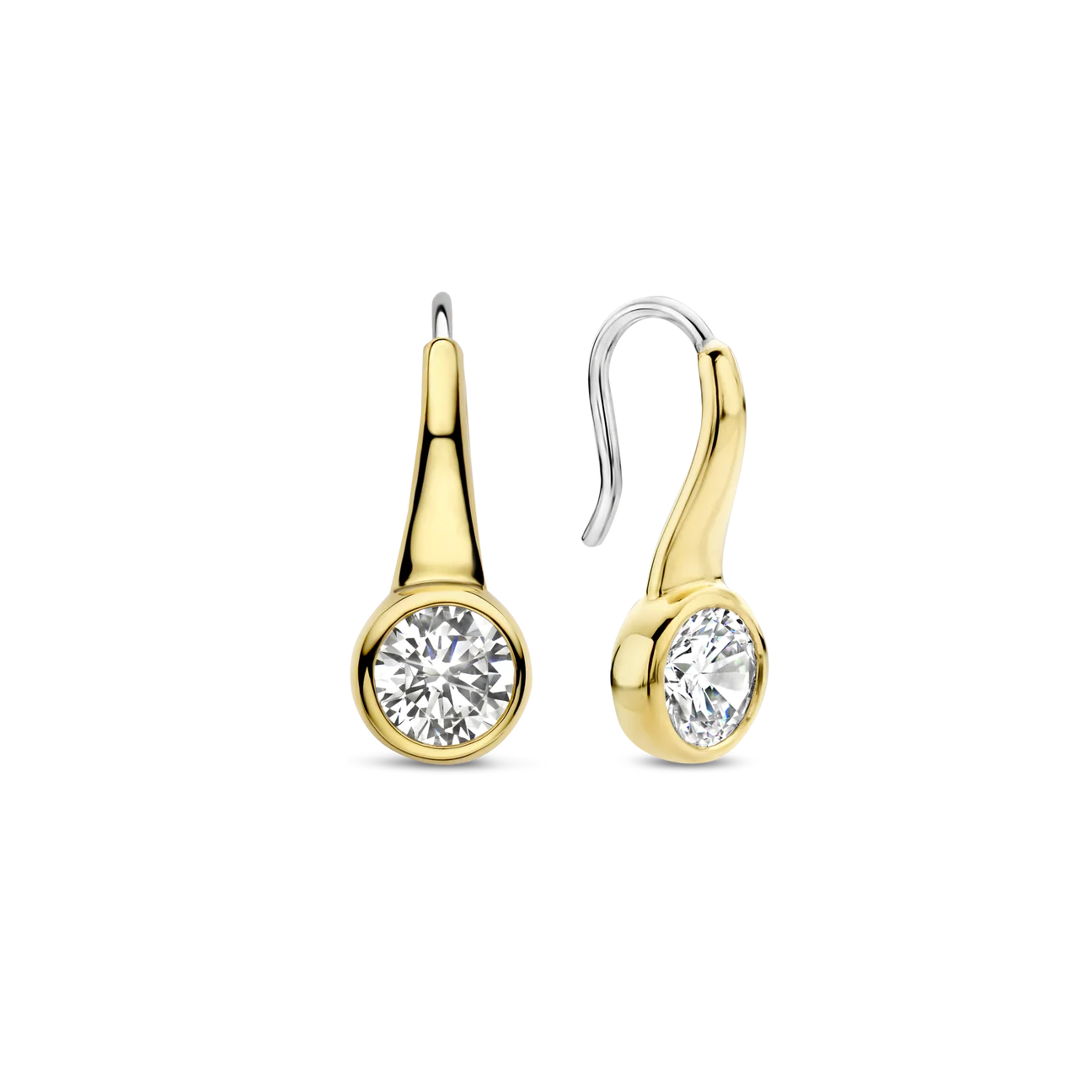 Ti Sento Gold Hook Earrings with CZ Drop