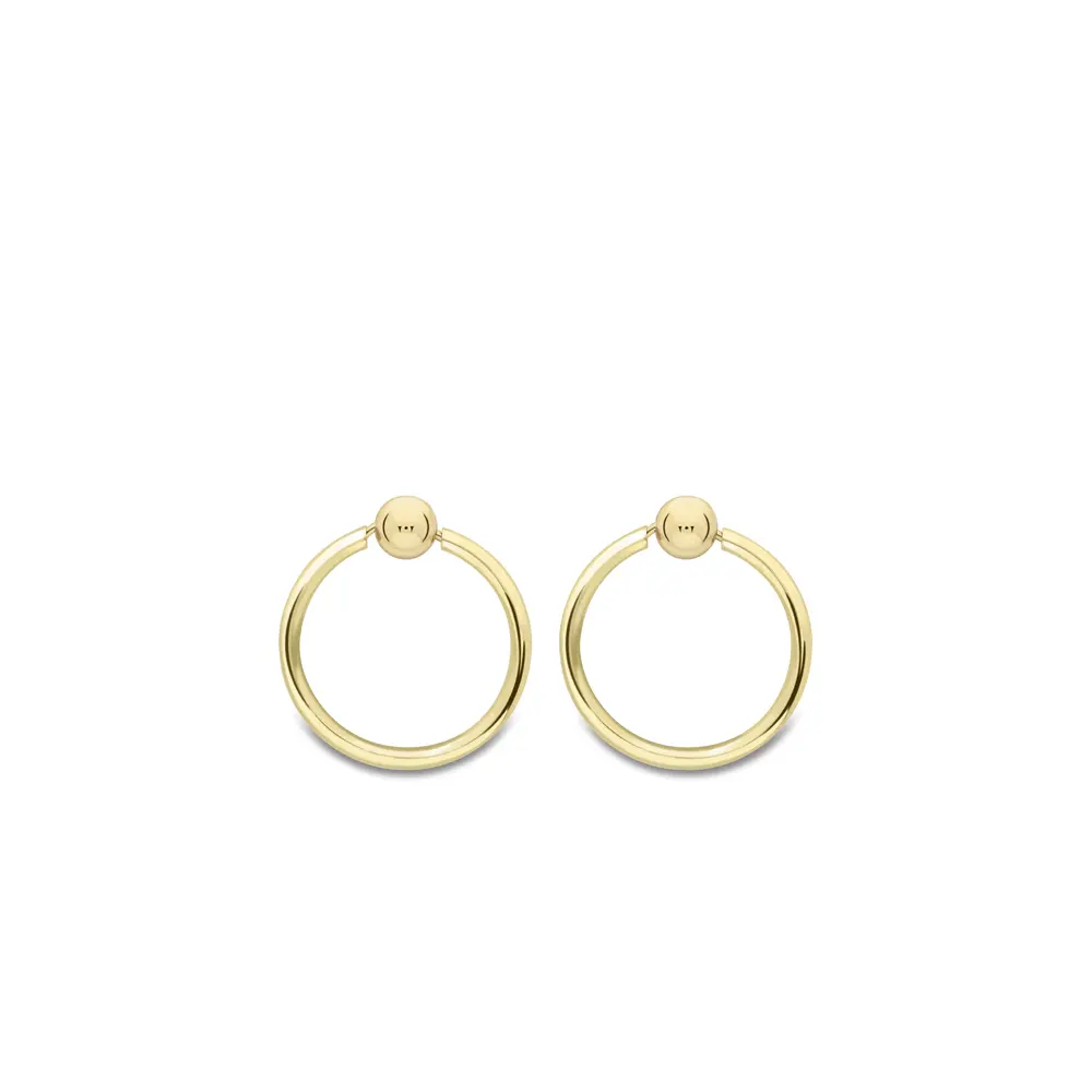 Yellow Gold Ball Stud Earring with Open Circle