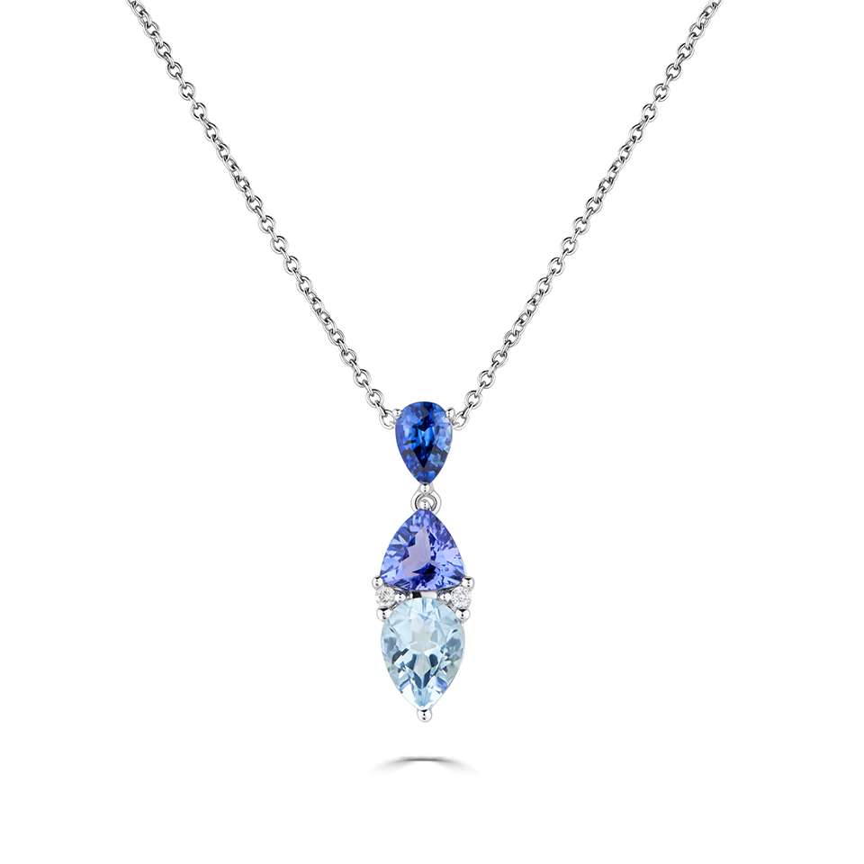 Blue Gemstone Pear-Drop Necklace
