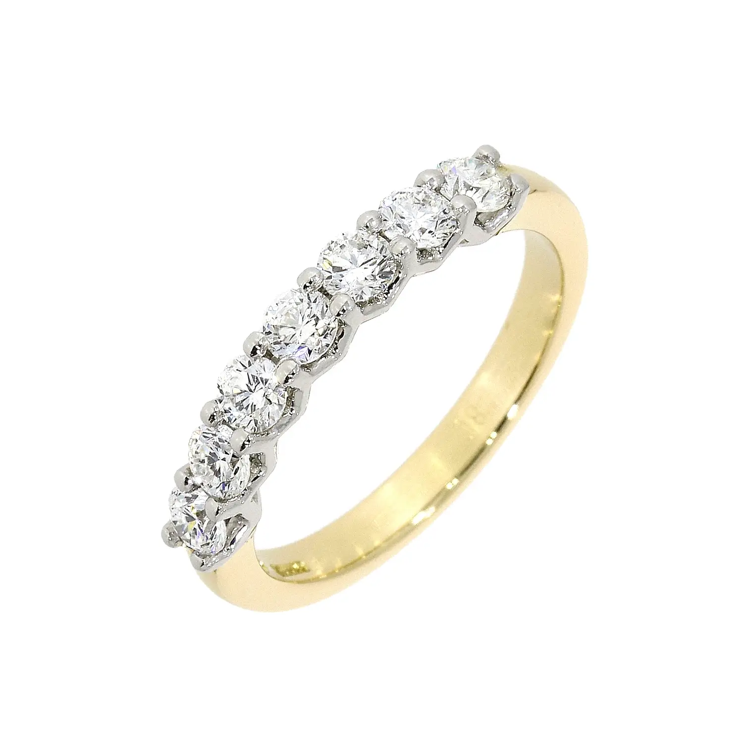 Gold 7-Stone Diamond Eternity Ring with Platinum V Setting