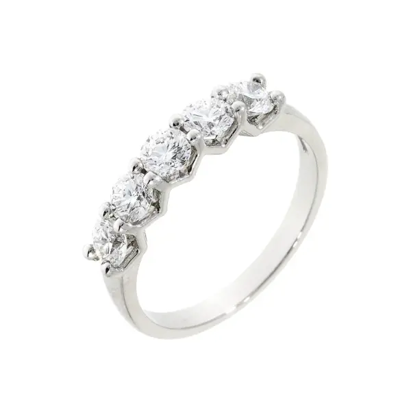 Platinum 5-Stone Diamond Eternity Ring with V Setting