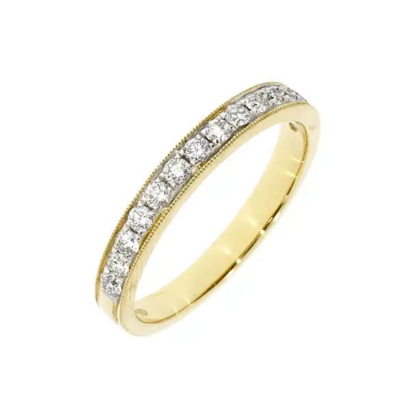 Gold Millgrain 15-Stone Diamond Eternity Ring