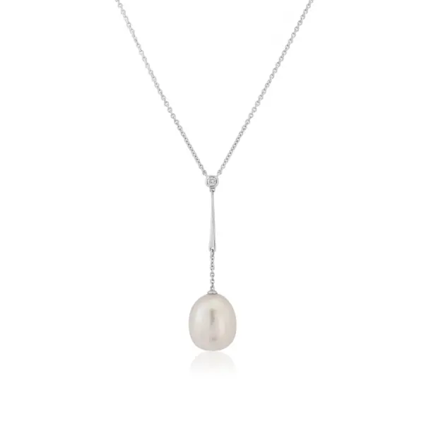 Pearl & Diamond Drop Necklace