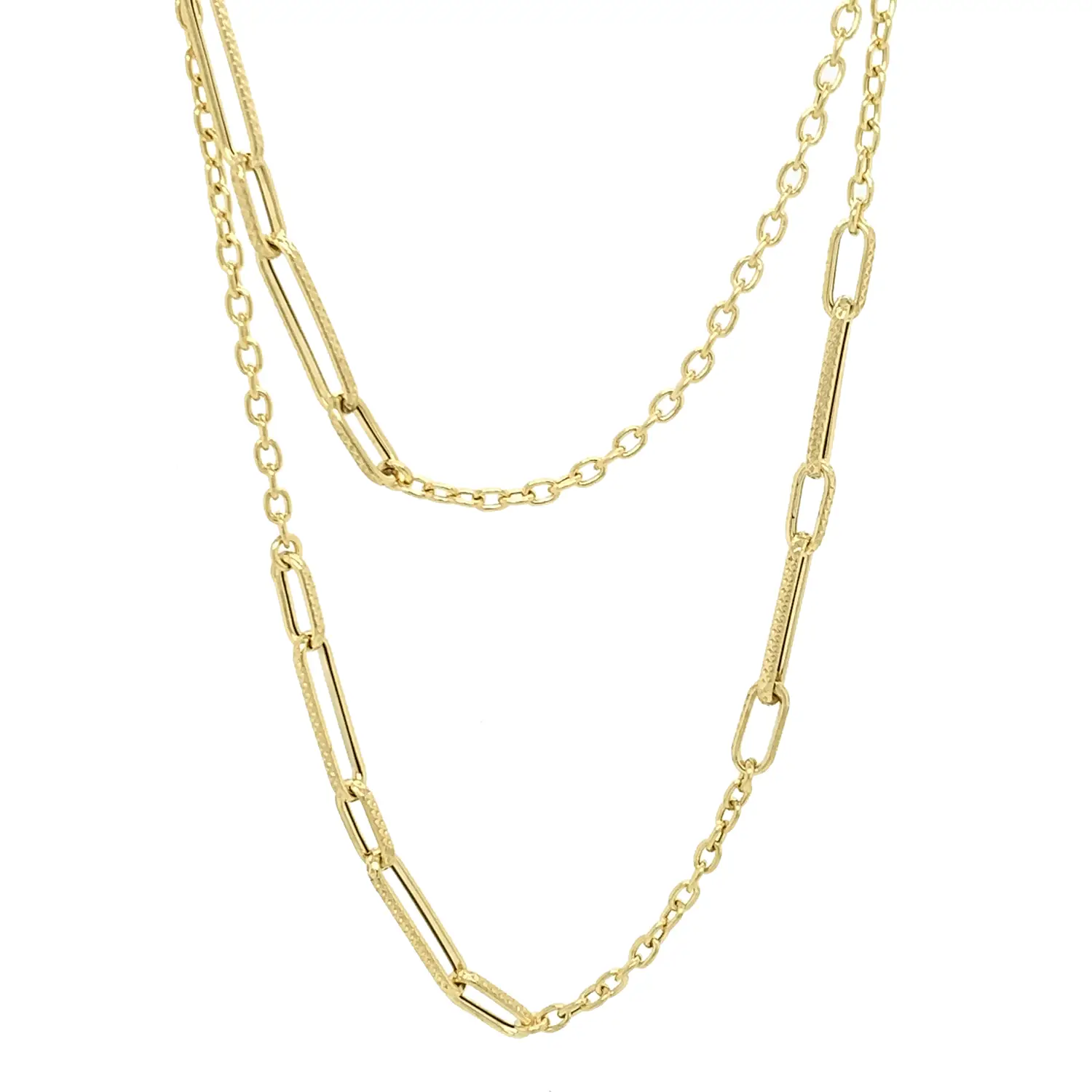 9ct. Yellow Gold Double Link & Chain Necklace