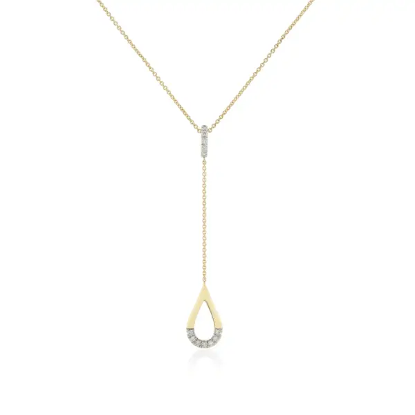 Gold & Diamond Teardrop Drop Necklace