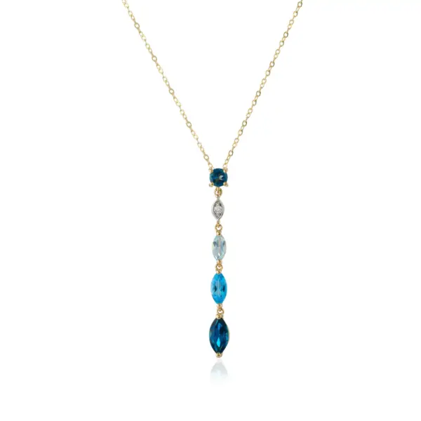 Blue Topaz & Diamond Drop Necklace