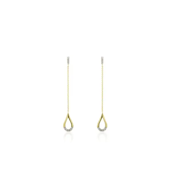 Gold & Diamond Teardrop Drop Earrings