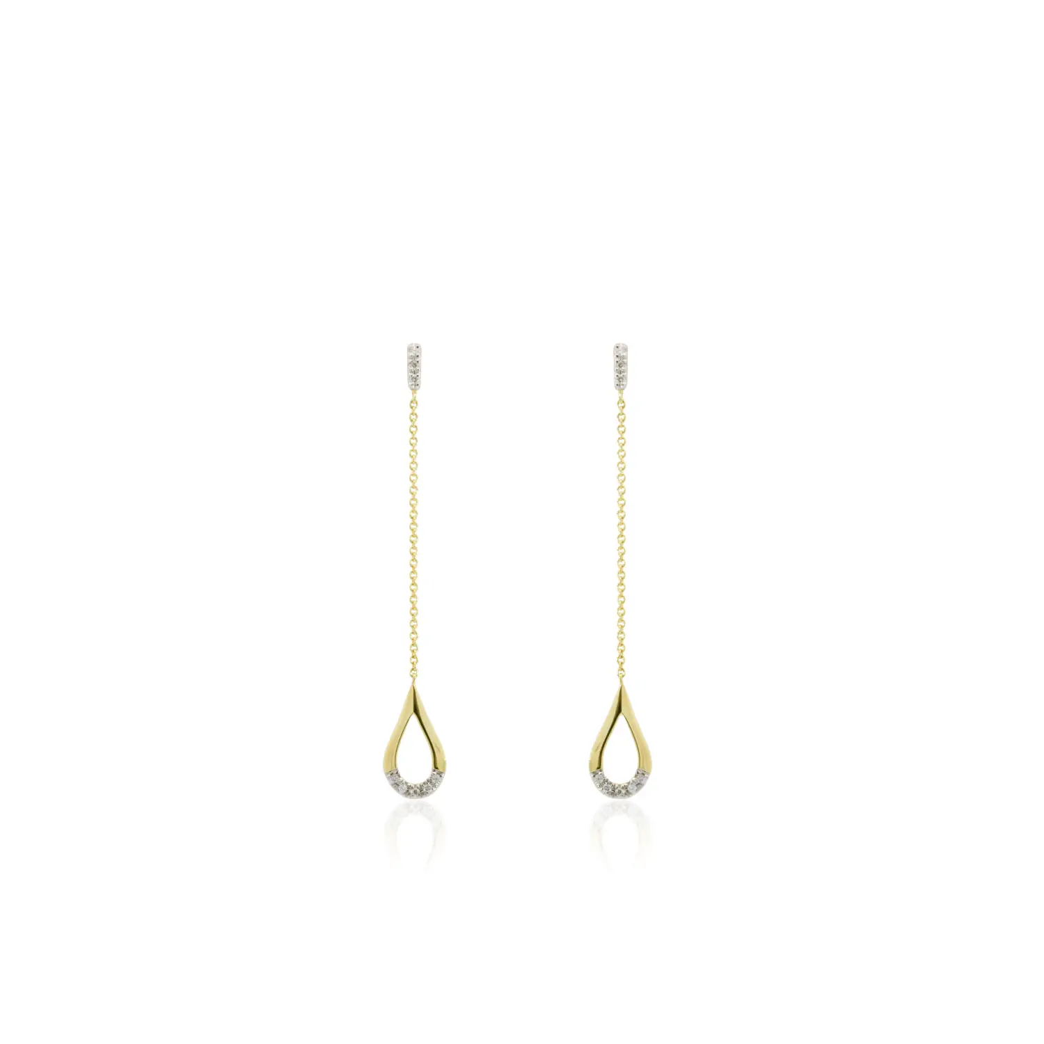 Gold & Diamond Teardrop Drop Earrings