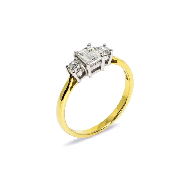 CHATEAUX 3-Stone Diamond Engagement Ring - Emerald-cut Diamond Ring