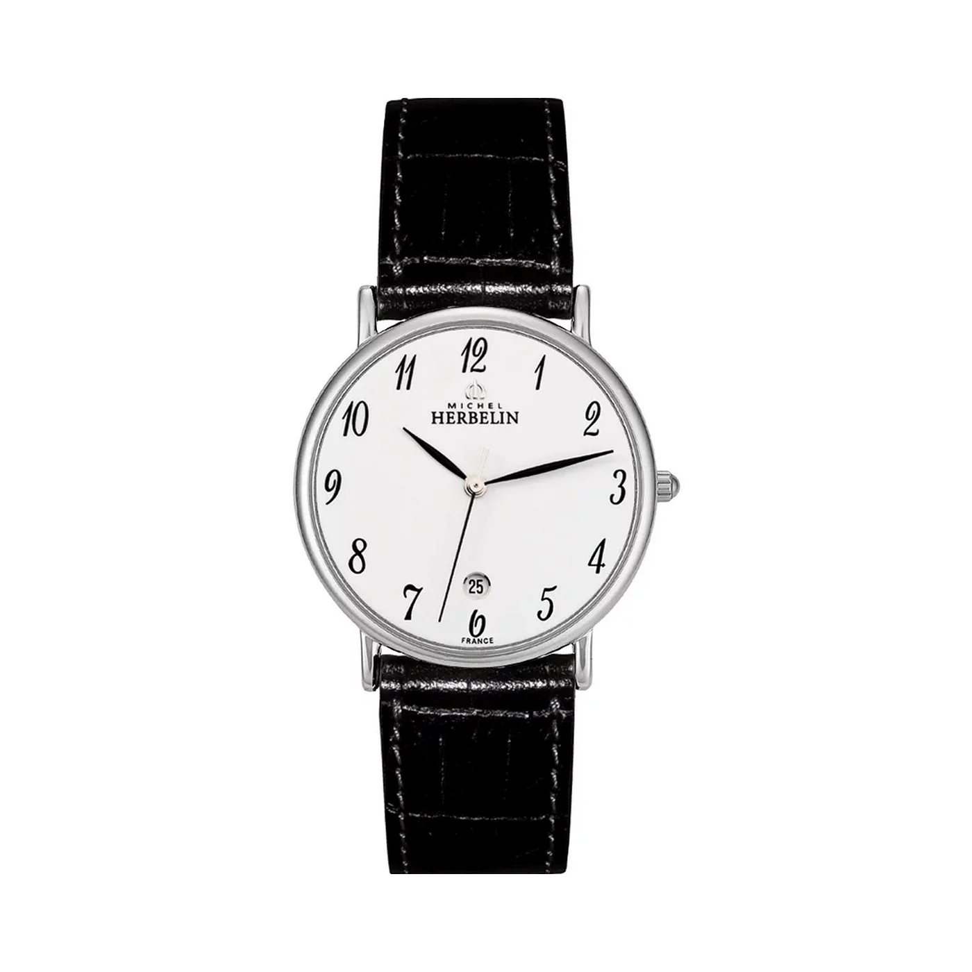 Michel Herbelin Classique Watch with Black Leather Strap