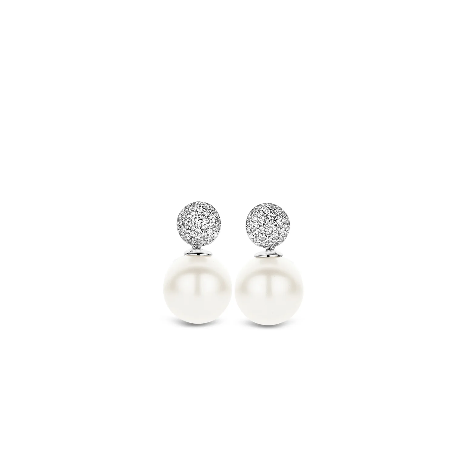 Ti Sento CZ Stud Earrings with Pearl Drops