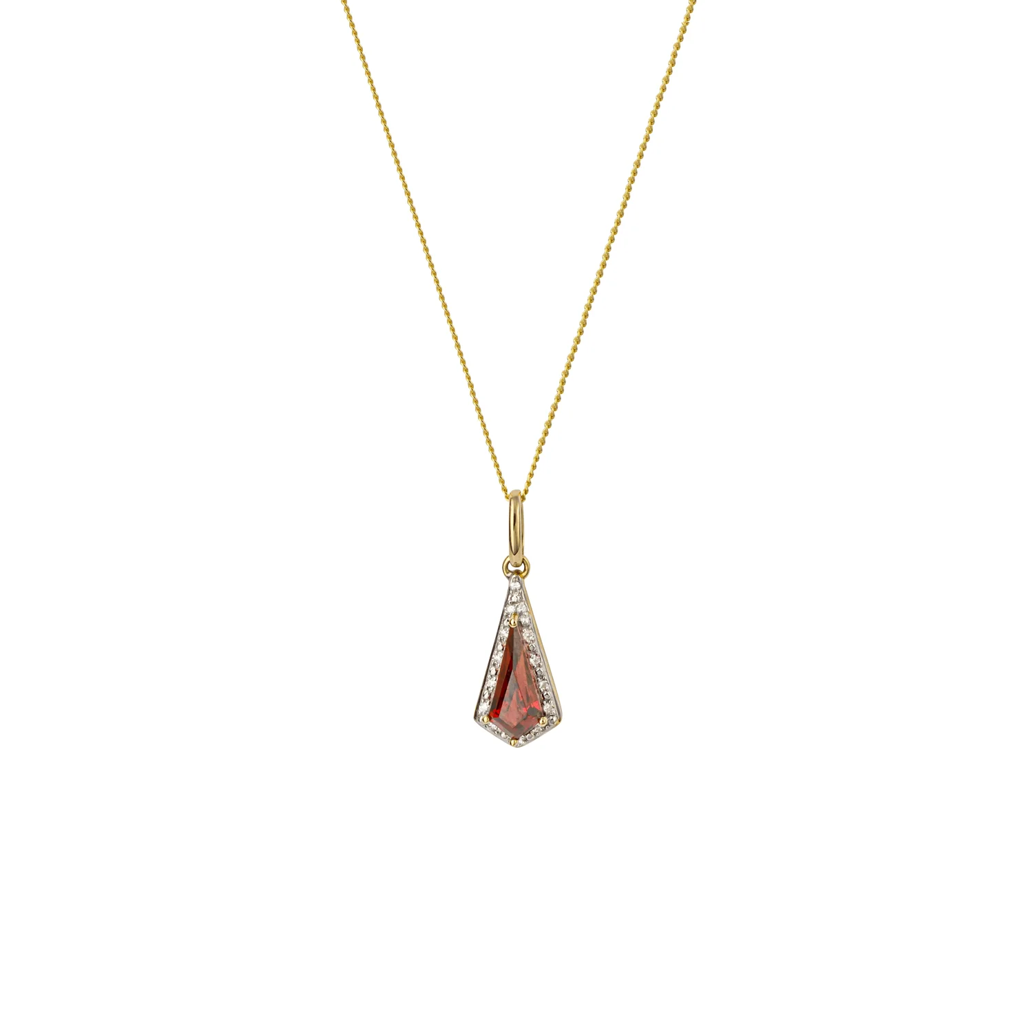 Trapeze-Cut Garnet & Diamond Necklace