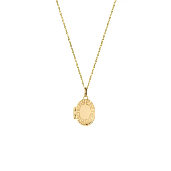 Yellow Gold Locket Necklace with Maze Pattern