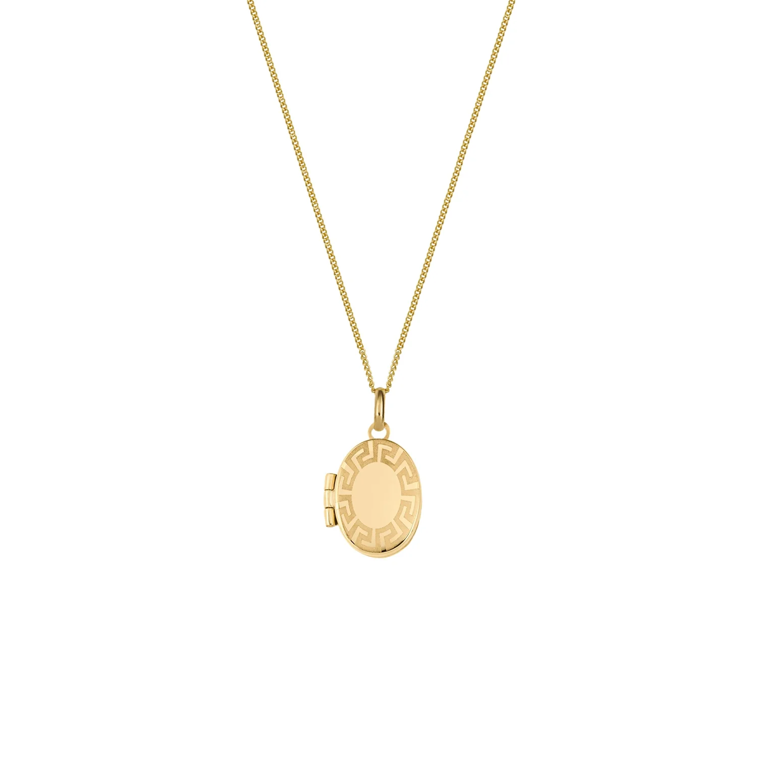 Yellow Gold Oval Locket with Maze Pattern