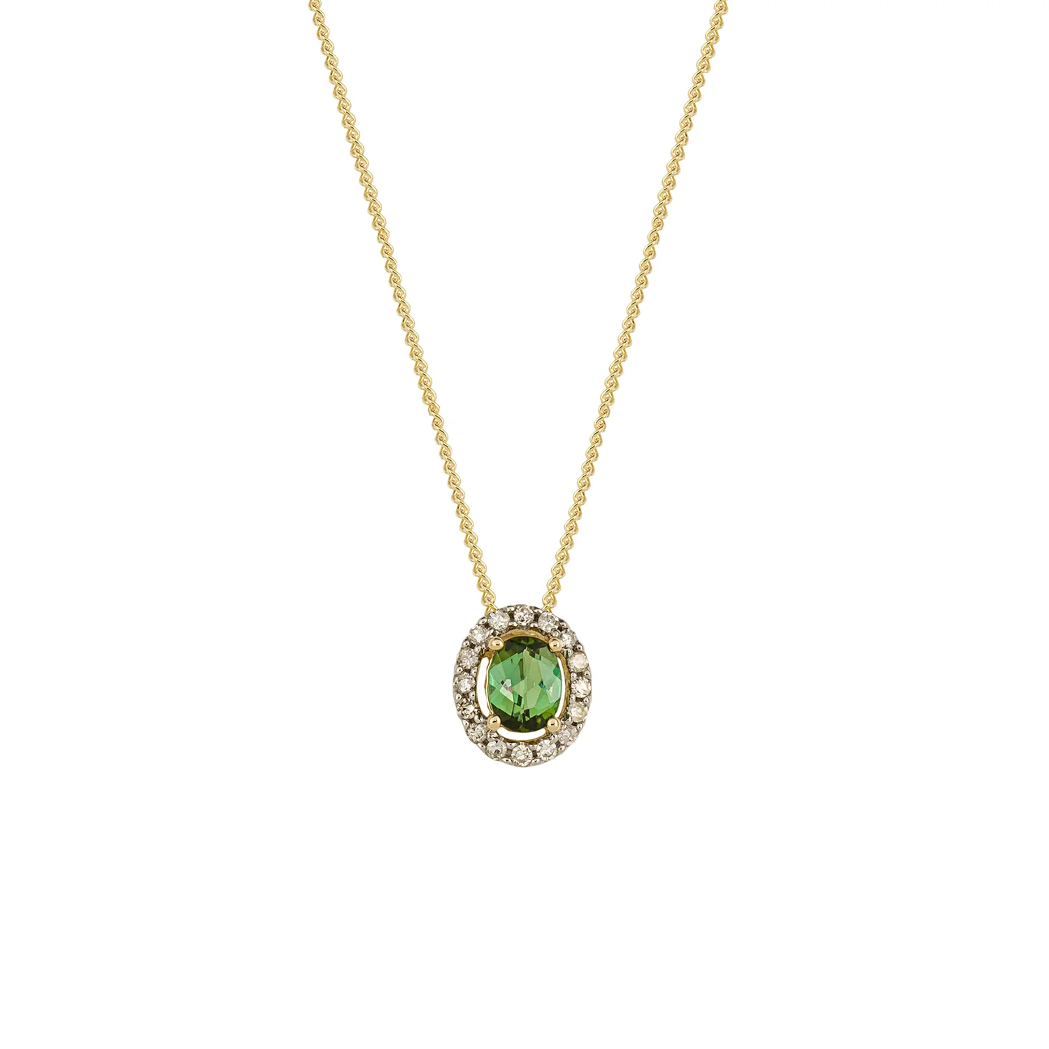 Green Tourmaline & Diamond Cluster Necklace
