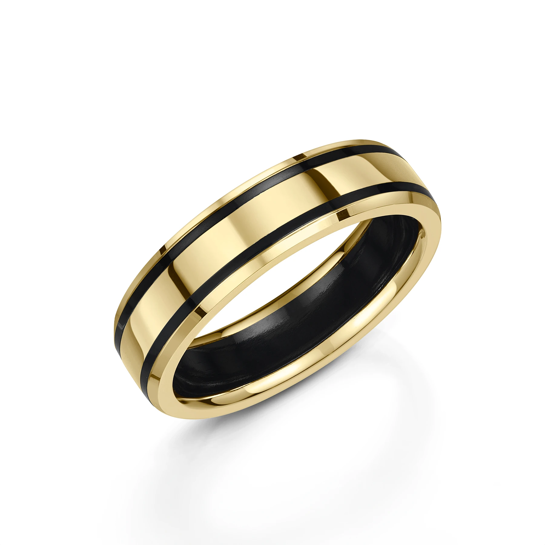 Yellow Gold & Black Zirconium Wedding Ring