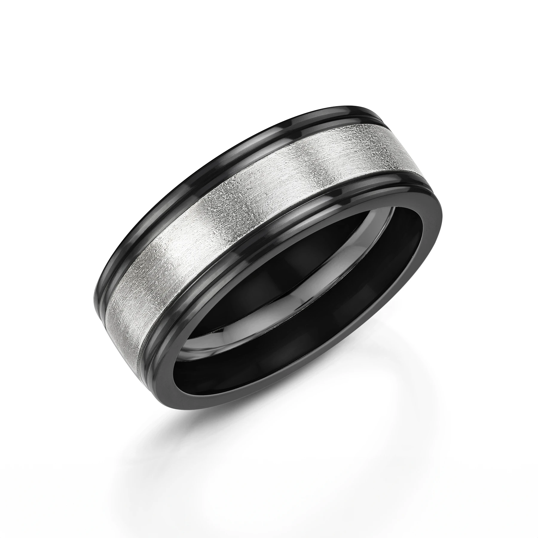 Black Zirconium & Platinum Wedding Ring