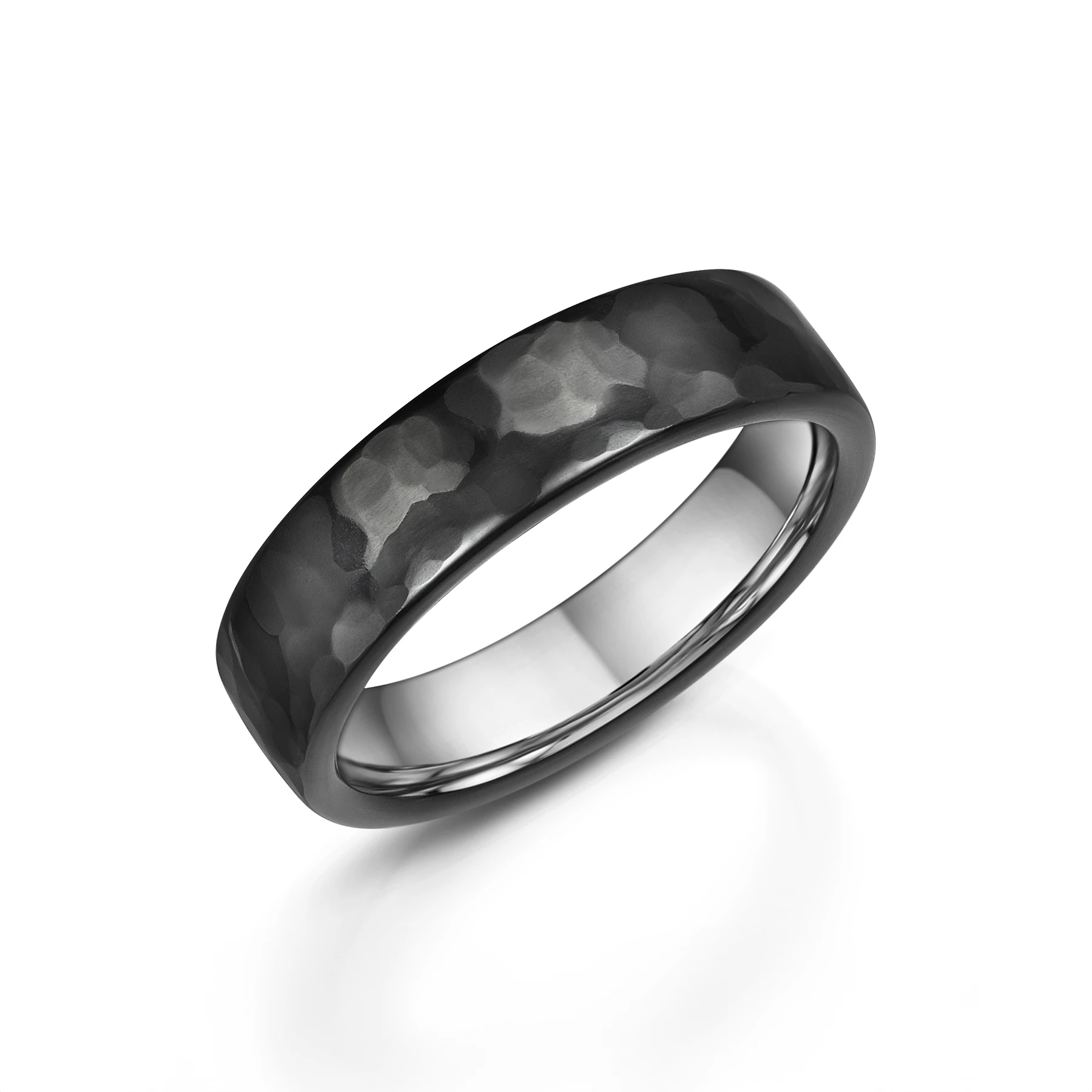 Hammered Black Zirconium Wedding Ring