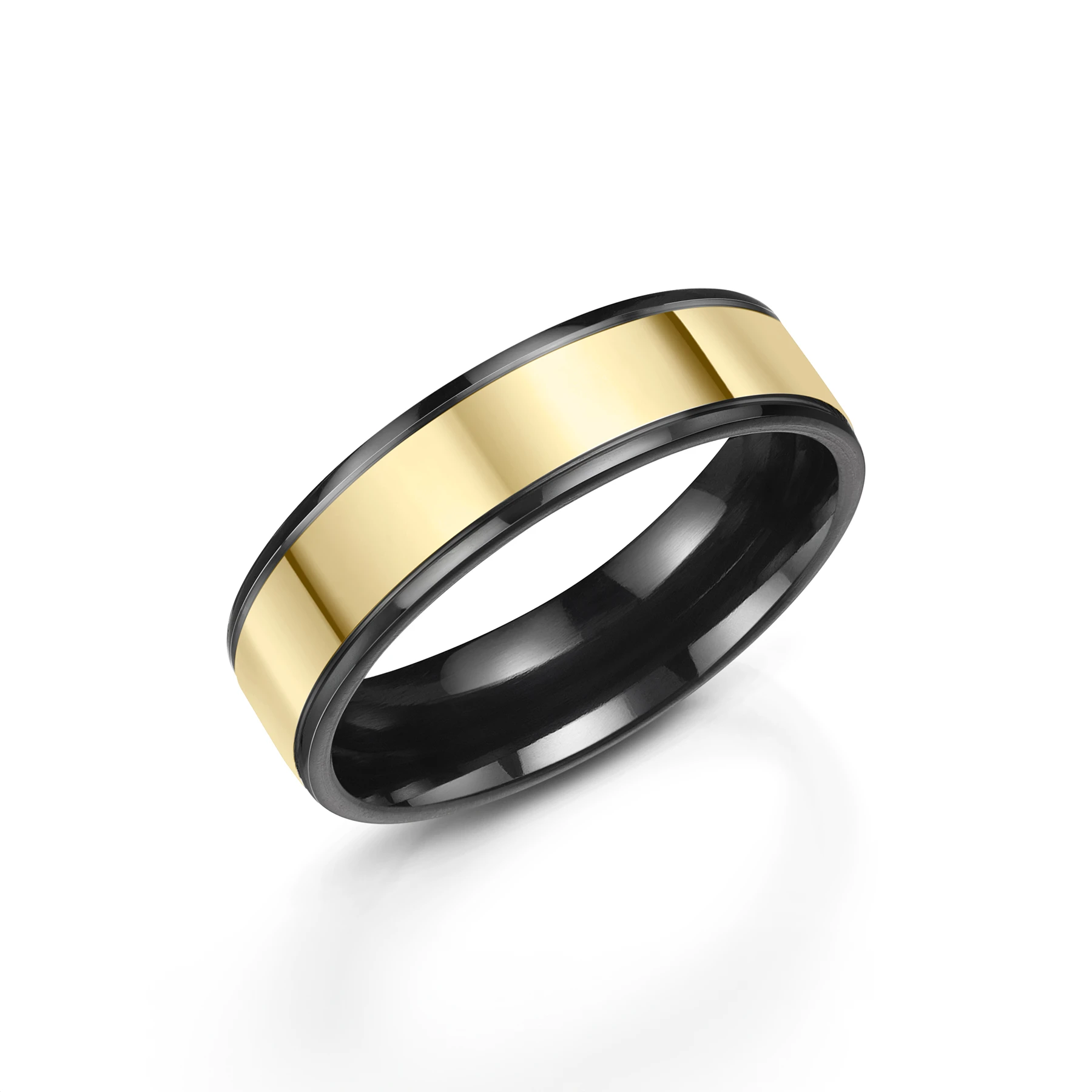 Black Zirconium & Yellow Gold Wedding Ring
