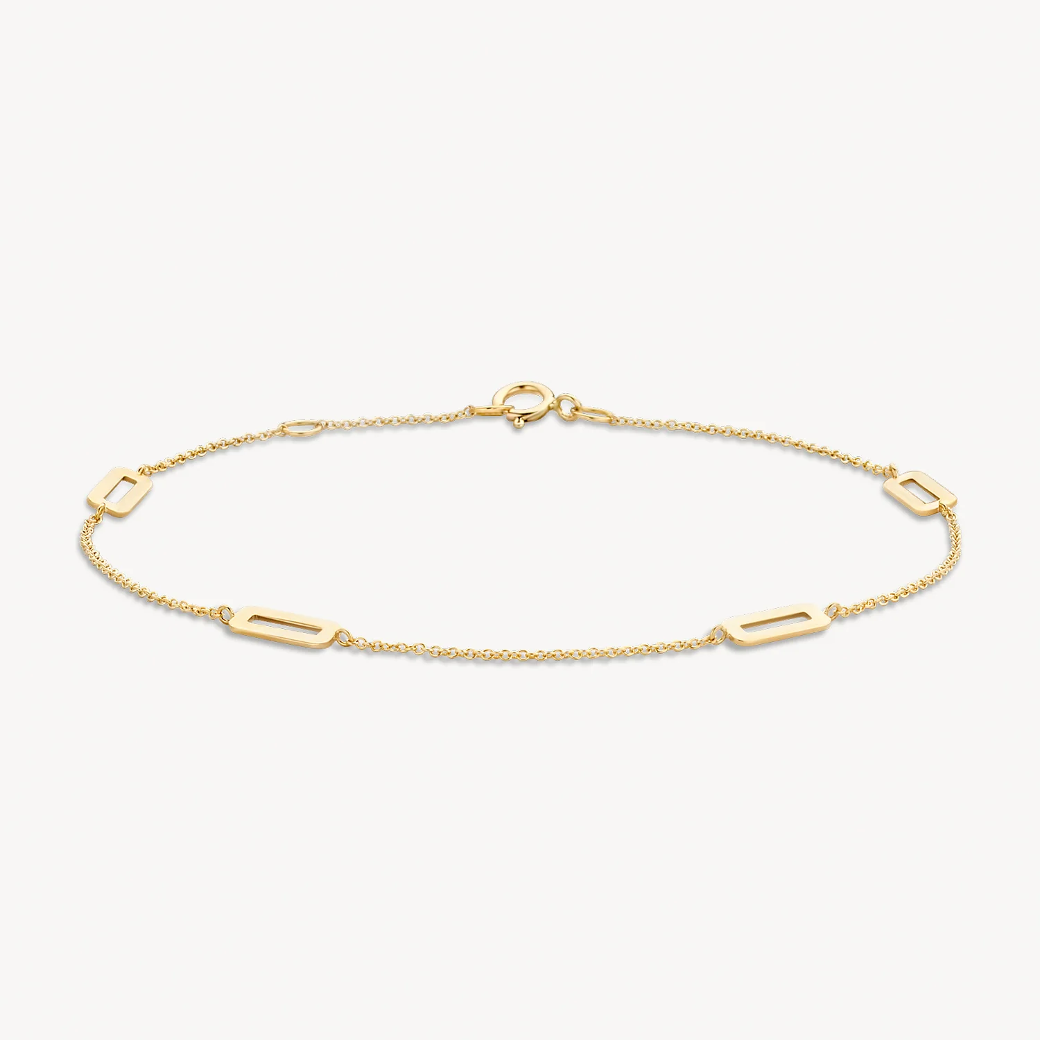 Blush Yellow Gold Chain Bracelet with Open Rectangles