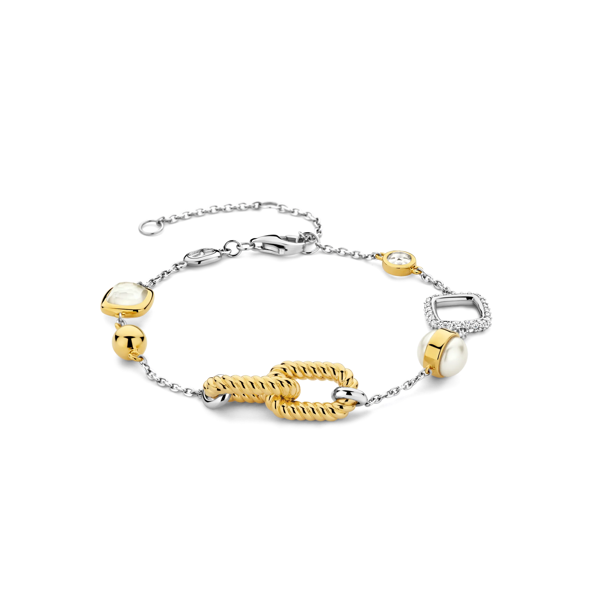 Ti Sento Two-Tone Rope & Charm Chain Bracelet