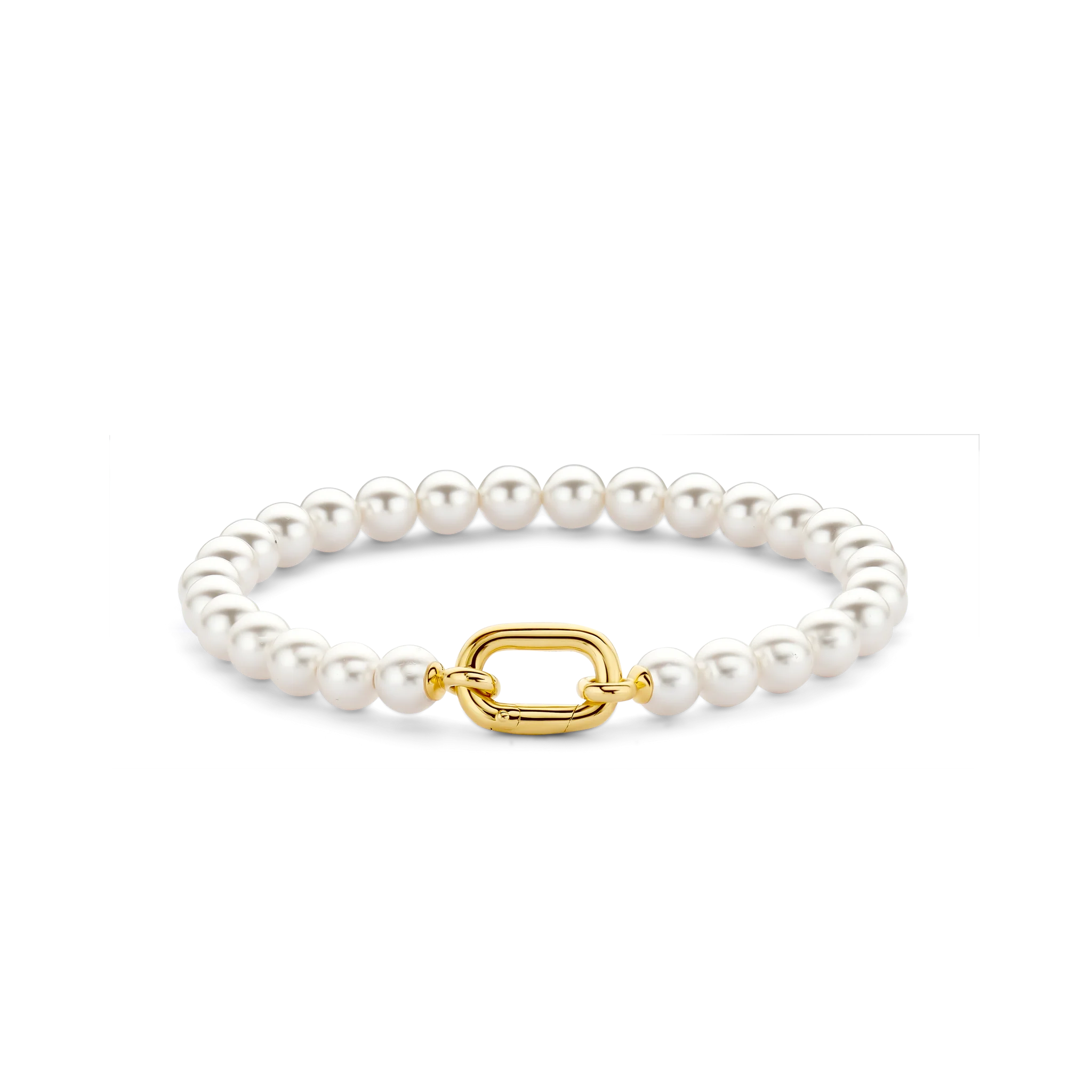 Ti Sento Small Pearl Bracelet with Oversided Gold Link