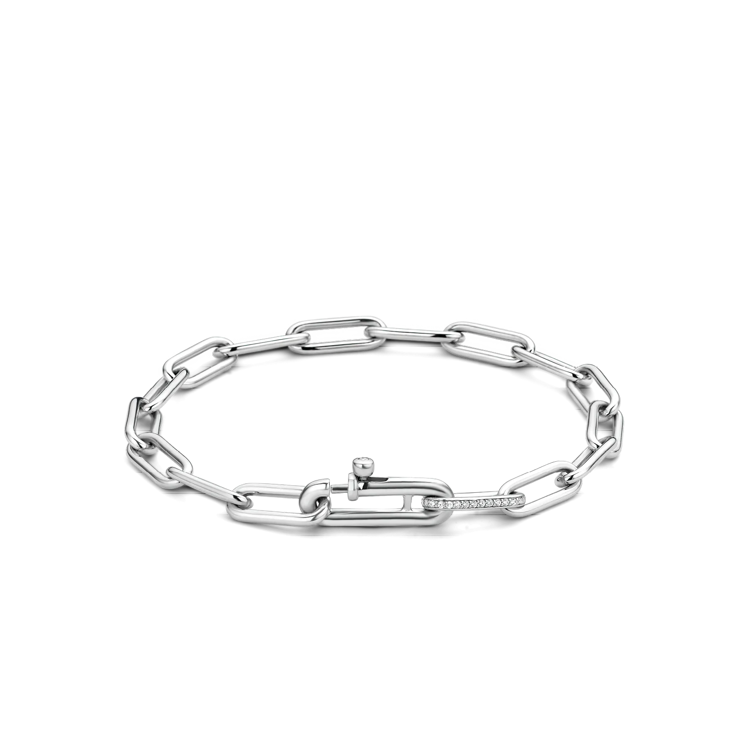 Ti Sento Silver Long Link Bracelet with CZ