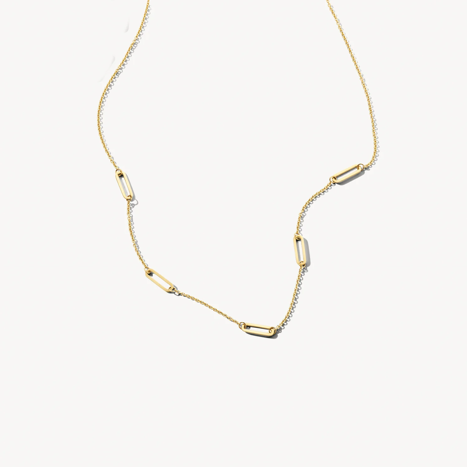 Blush Gold Chain Necklace with Open Rectangle Links