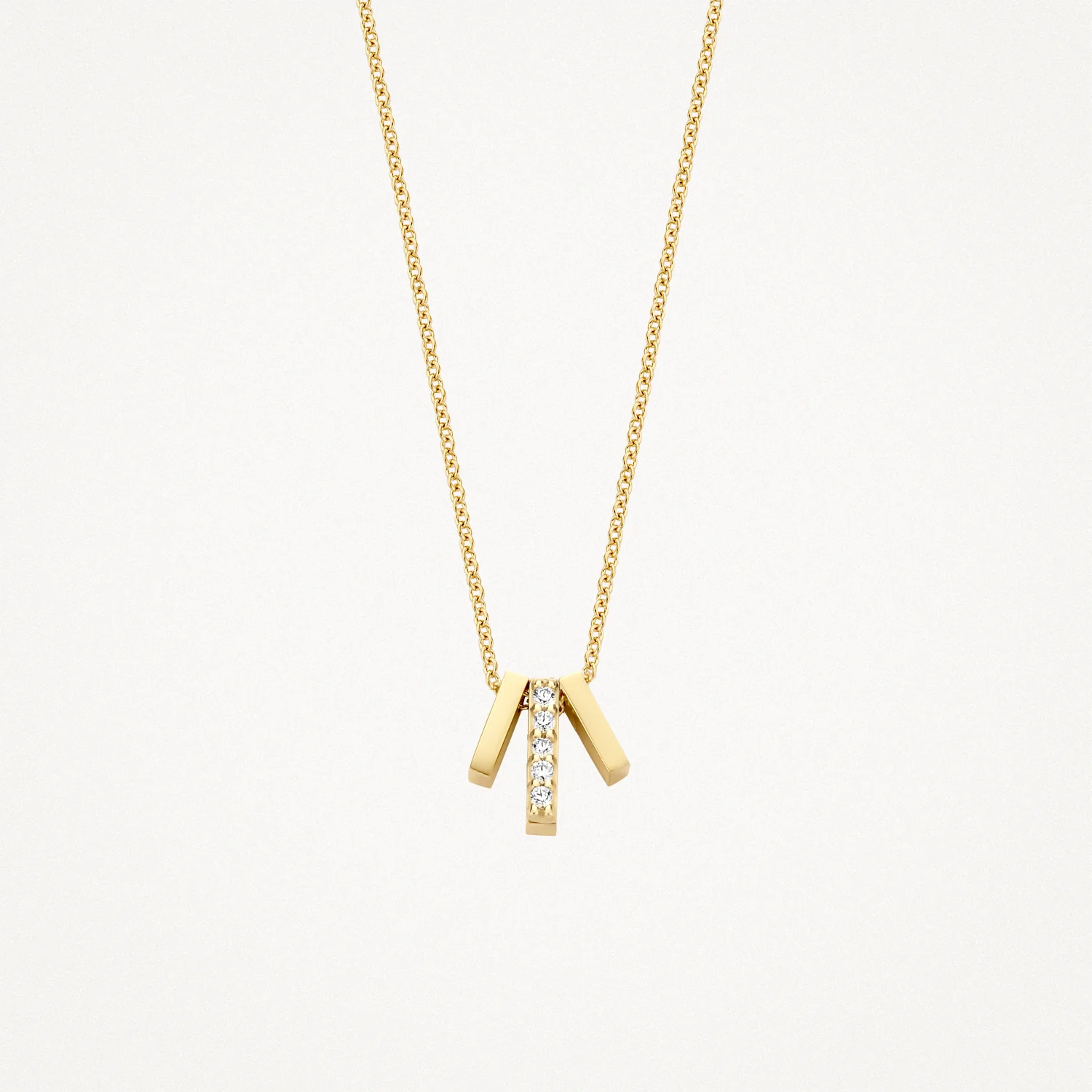 Blush Yellow Gold & CZ 3-Bar Necklace