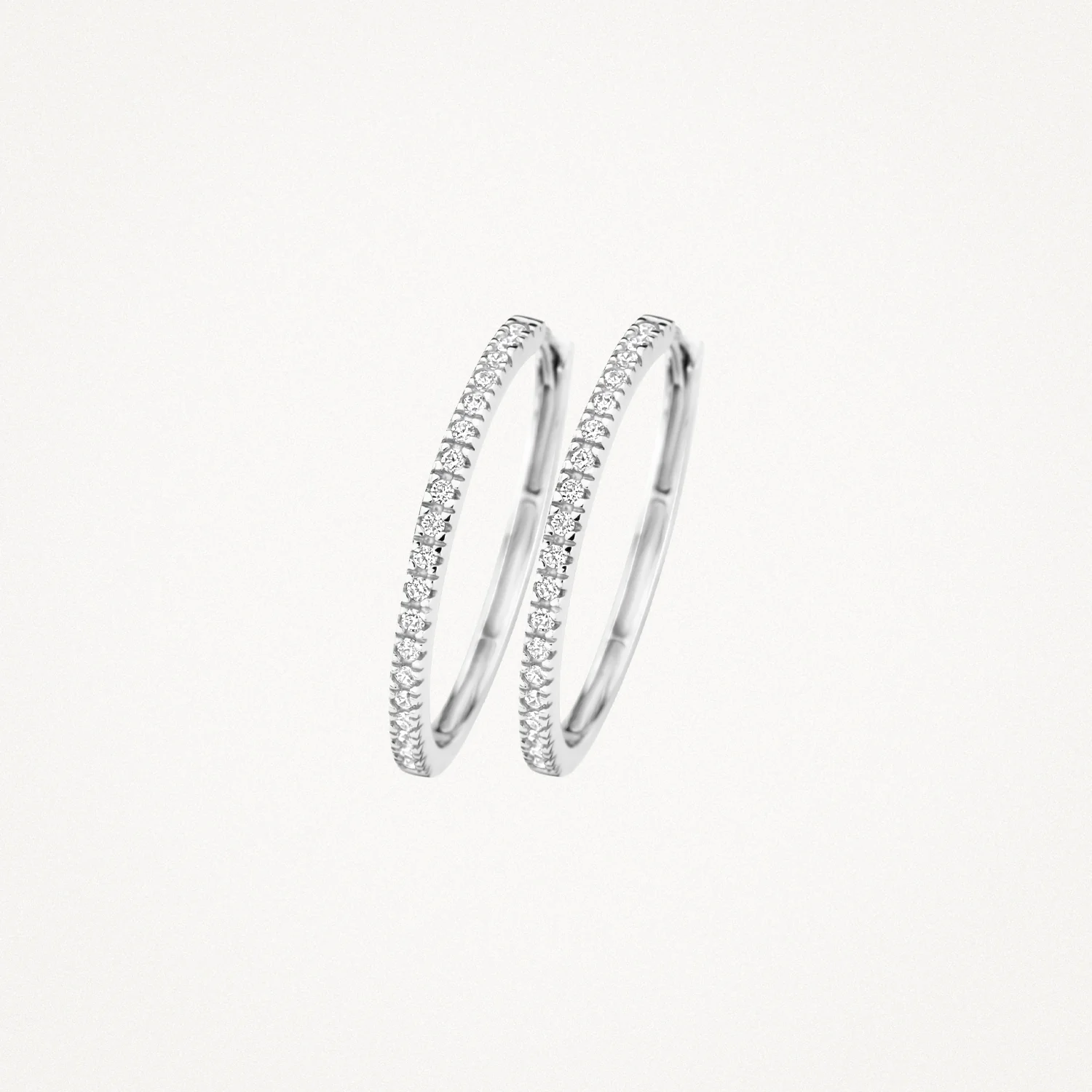Blush Pave CZ & White Gold Hoop Earrings - 20mm