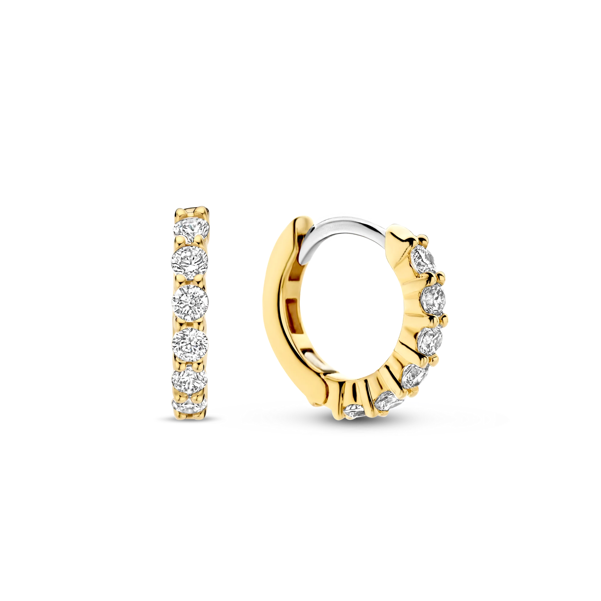 Ti Sento 6-Stone Gold Hoop Earrings - 12mm