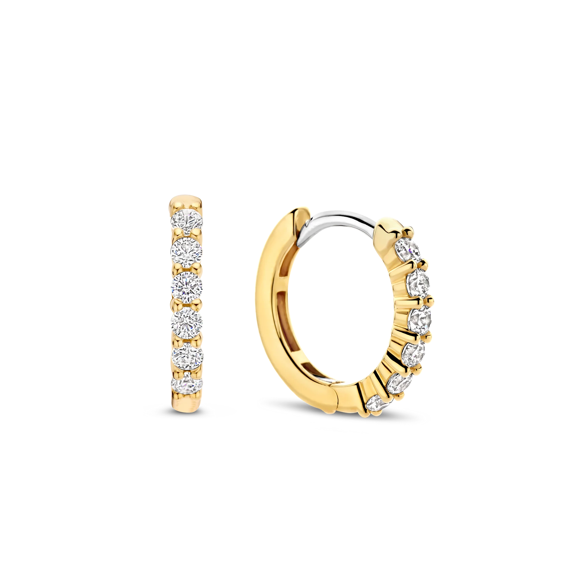 Ti Sento 6-Stone Gold Hoop Earrings - 14mm