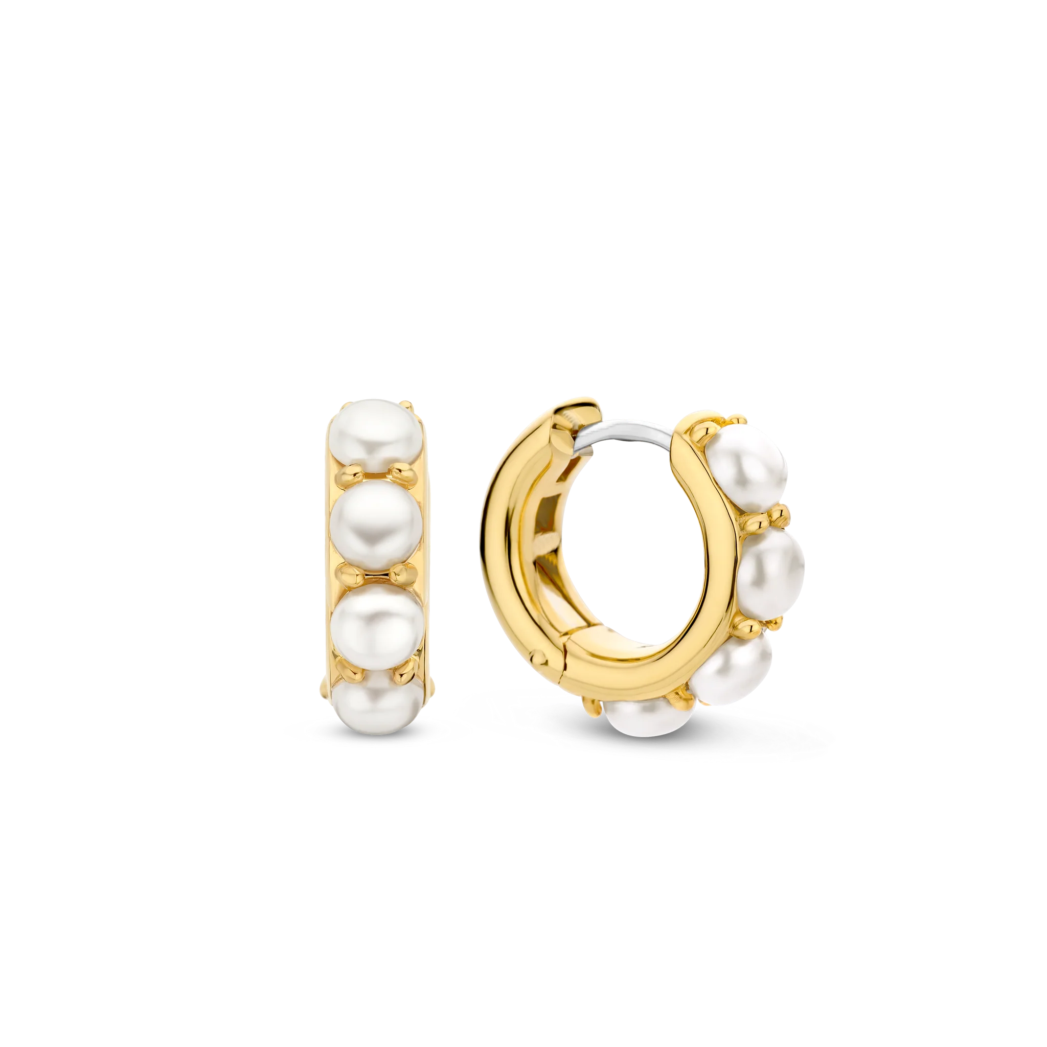 Ti Sento Gold Hoop Earrings with Pearls