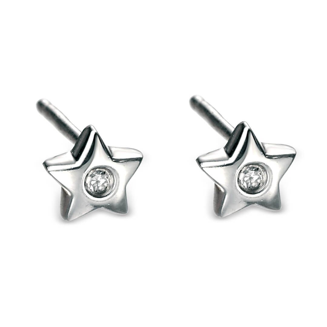 D for Diamond Silver Star Stud Earrings