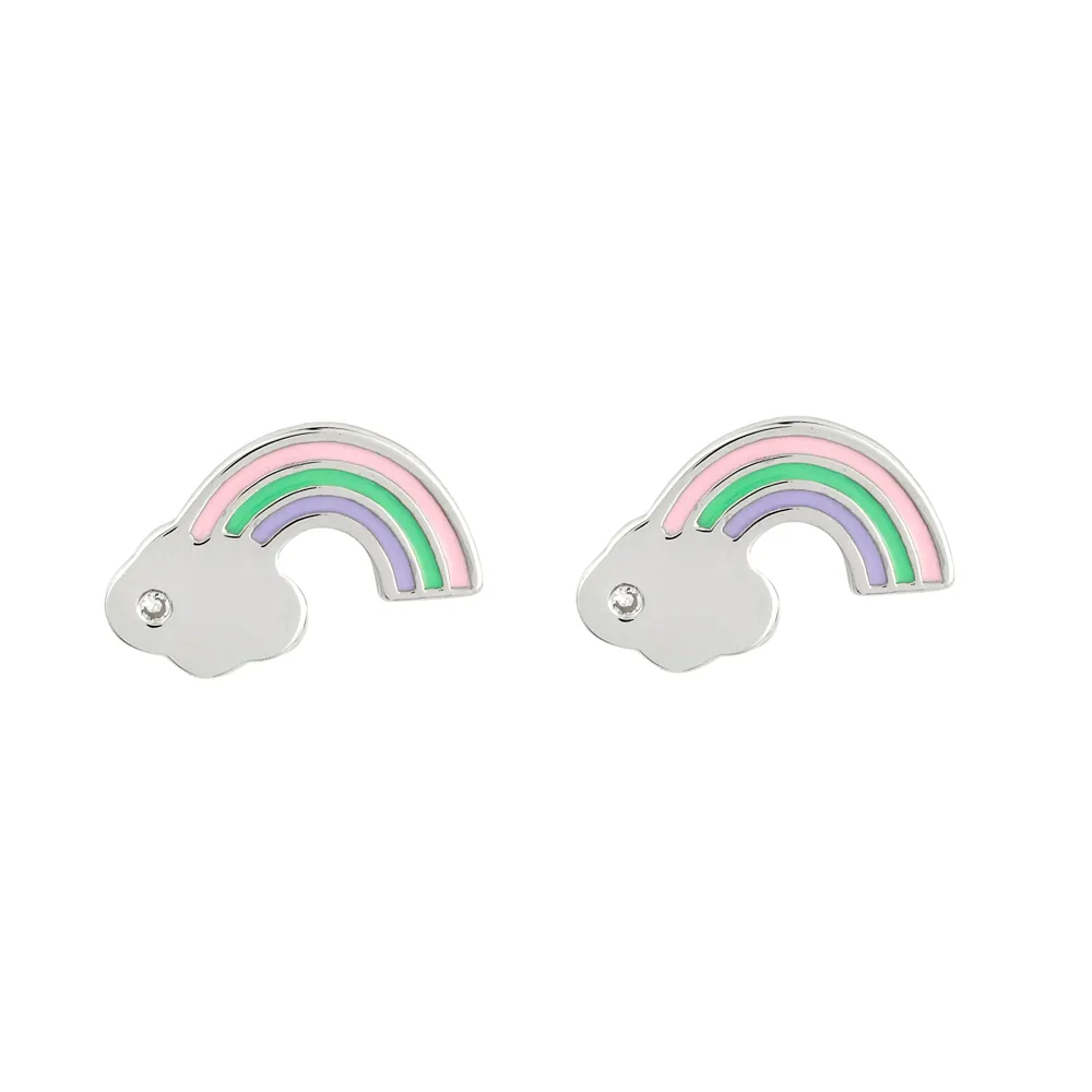 D for Diamond Pastel Rainbow Stud Earrings
