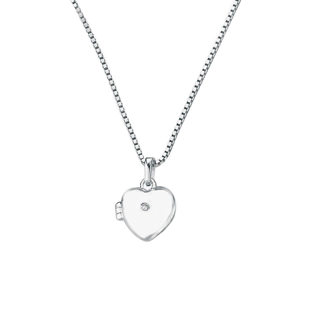 D for Diamond Silver Heart Locket