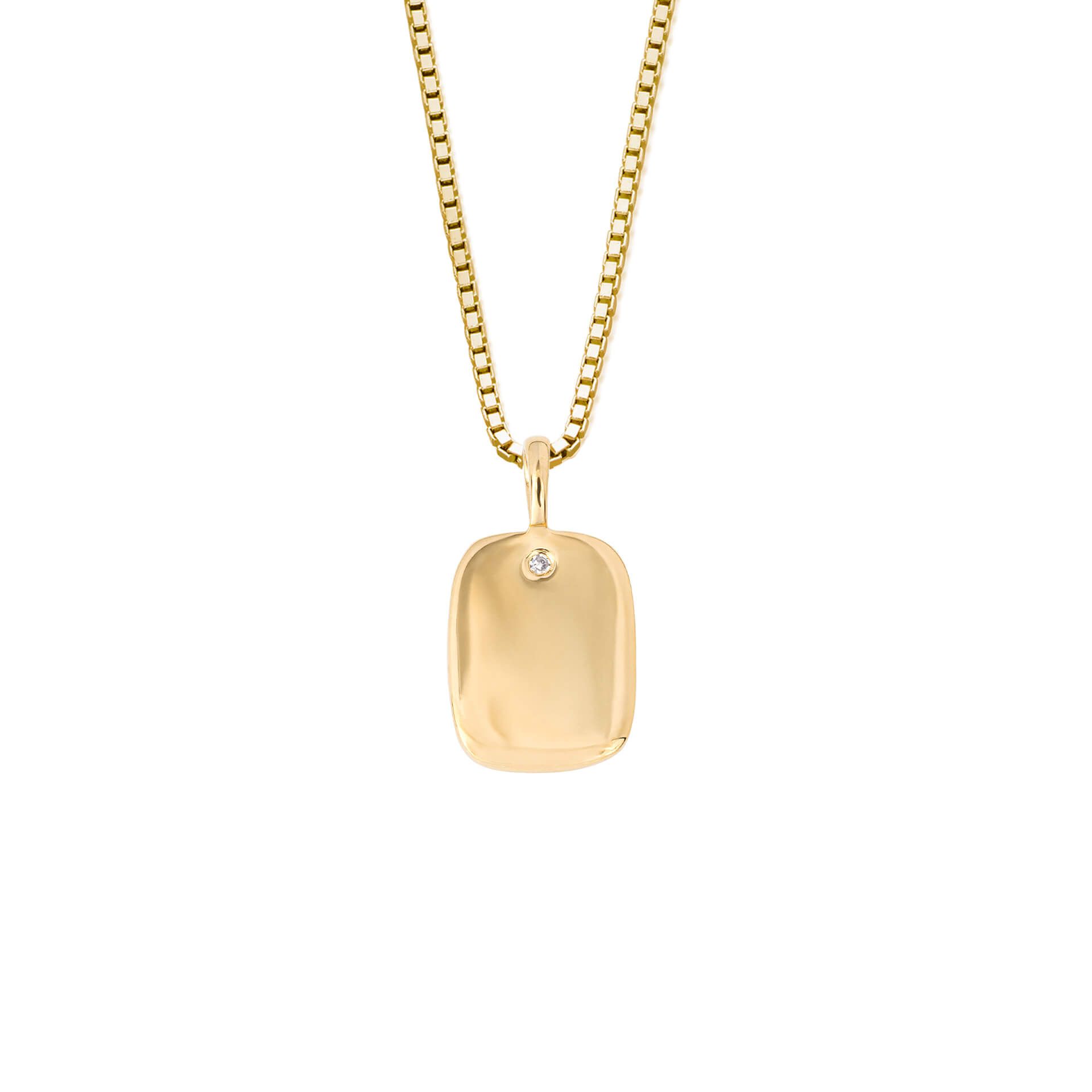 D for Diamond Gold Tag Necklace