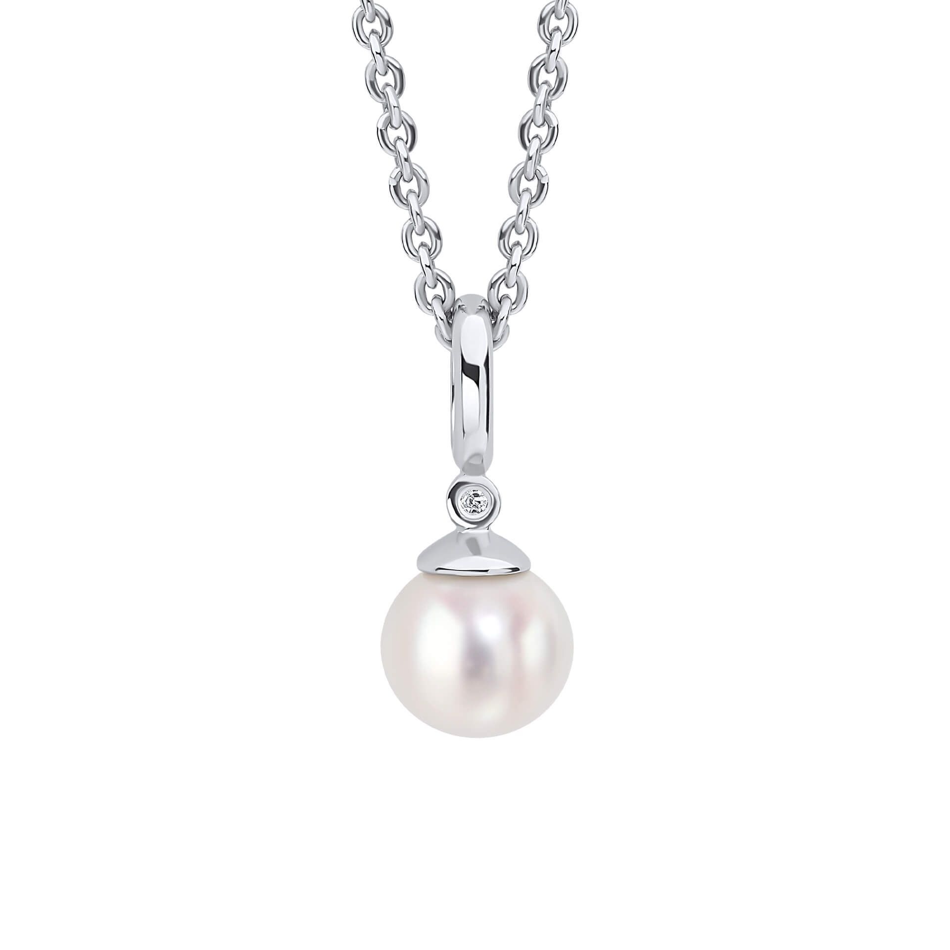 D for Diamond Pearl Drop Necklace